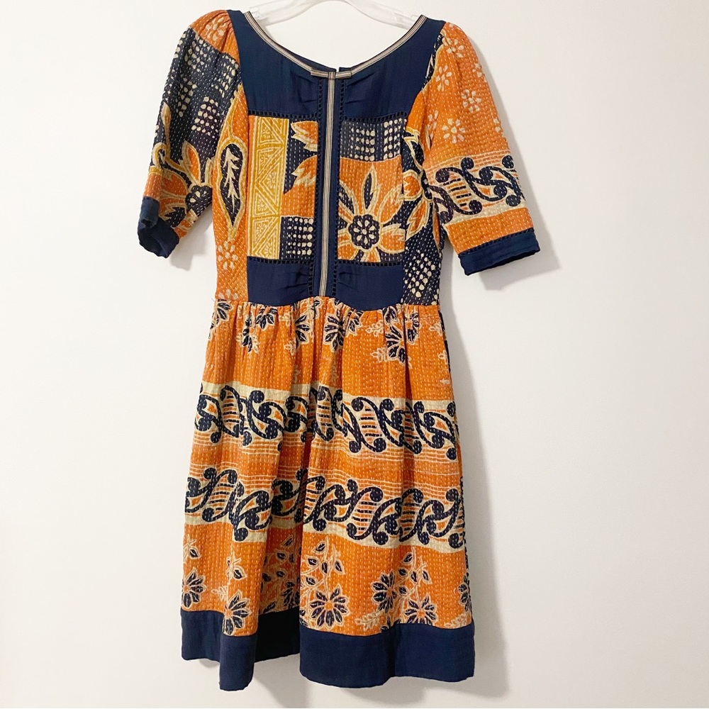 Anthropologie Vineet Bahl 100% Cotton Quilted One of a Kind FitnFlare Dress - M